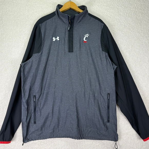 Under Armour Pullover Jacket 1/4 Zip XL Black UC Bearcats - Picture 1 of 13